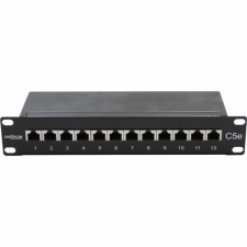 10" Patch Panel, 12 x RJ45, kat. 5e, klasa D – 100 MHz, ekranowany z organizatorem kabli