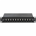 10" Patch Panel, 12 x RJ45, kat. 5e, klasa D – 100 MHz, ekranowany z organizatorem kabli